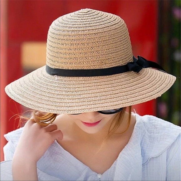 🌟Floppy foldable Straw wide brim hat NWT - Picture 2 of 6